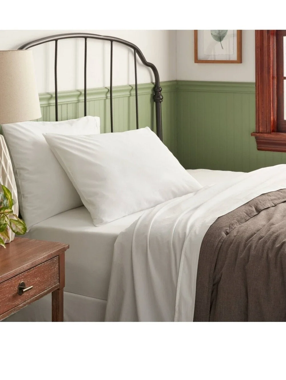 Full 250 Thread Count Organic Percale Sheet Set True White - Threshold™: GOTS Ce